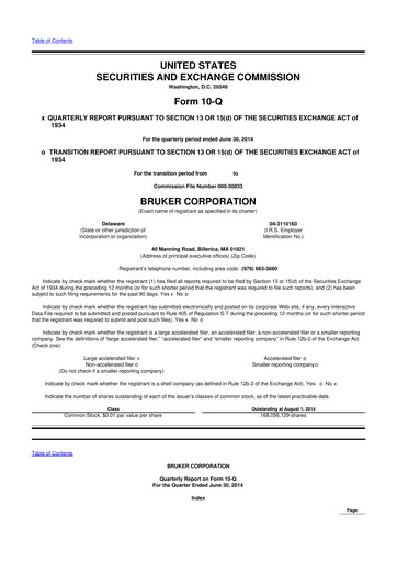 Thumbnail Bruker 10-Q Quarterly Report FY2014 