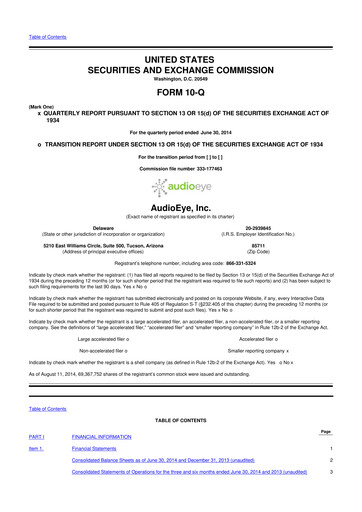 Thumbnail AudioEye 10-Q Quarterly Report FY2014 