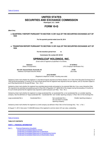 Thumbnail OneMain Financial
 10-Q Quarterly Report FY2014 