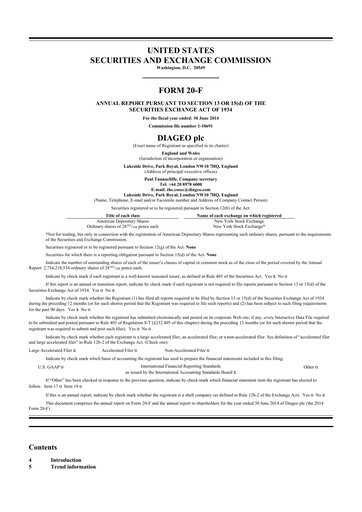 Thumbnail Diageo 20-F Annual Report 