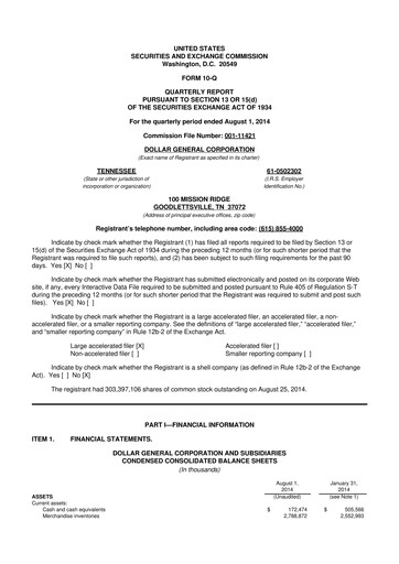 Thumbnail Dollar General 10-Q Quarterly Report FY2014 