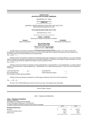 Thumbnail Deere & Company (John Deere) 10-Q Quarterly Report FY2014 