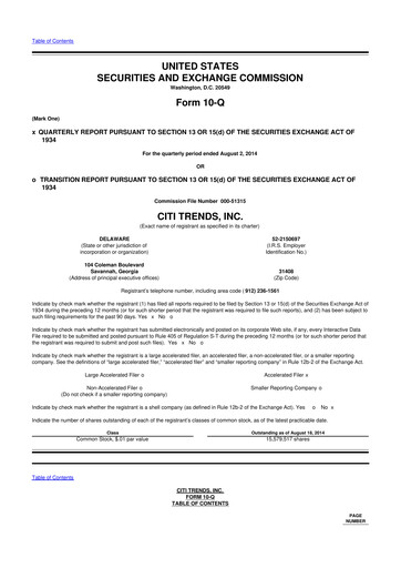 Thumbnail Citi Trends, Inc. 10-Q Quarterly Report FY 