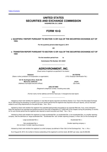 Thumbnail AeroVironment 10-Q Quarterly Report FY2015 