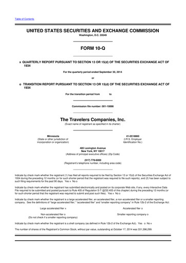 Thumbnail The Travelers Companies 10-Q Quarterly Report FY2014 