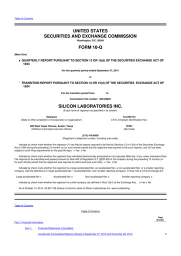 Thumbnail Silicon Labs
 10-Q Quarterly Report FY2014 