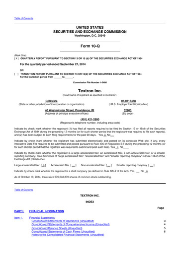 Thumbnail Textron 10-Q Quarterly Report FY2014 