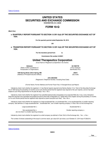 Thumbnail United Therapeutics 10-Q Quarterly Report FY2014 