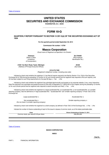 Thumbnail Masco 10-Q Quarterly Report FY2014 