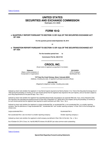 Thumbnail Crocs 10-Q Quarterly Report FY2014 