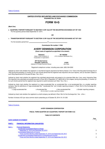 Thumbnail Avery Dennison
 10-Q Quarterly Report FY2014 