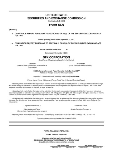Thumbnail SPX Technologies 10-Q Quarterly Report FY2014 