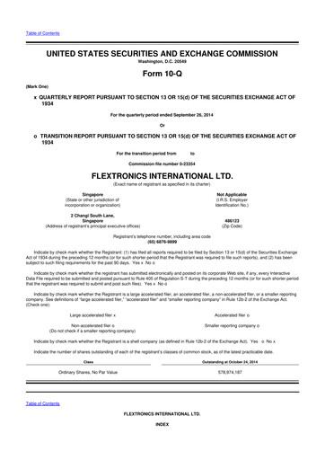 Thumbnail Flex 10-Q Quarterly Report FY2015 