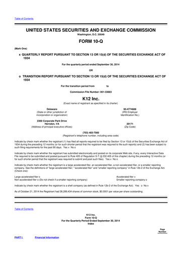 Miniature Stride (K12 Education)
 10-Q Rapport trimestriel 2015 