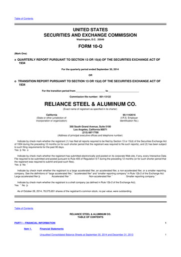 Thumbnail Reliance


 10-Q Quarterly Report FY2014 