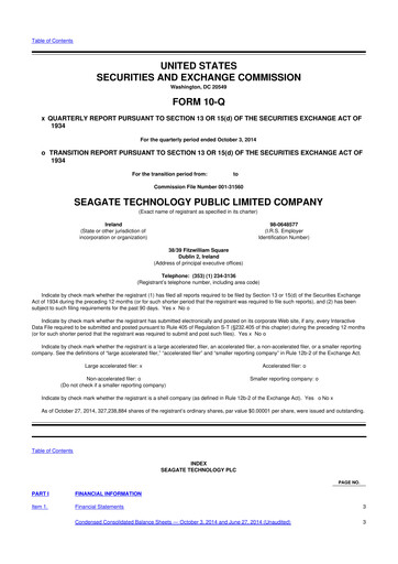 Thumbnail Seagate Technology 10-Q Quarterly Report FY2015 