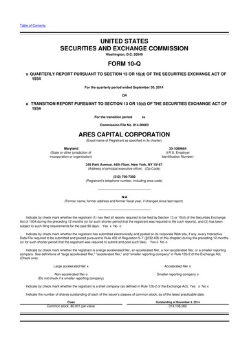 Thumbnail Ares Capital
 10-Q Quarterly Report FY 