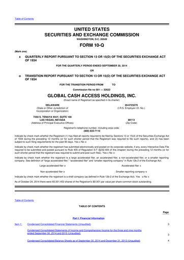 Thumbnail Everi Holdings
 10-Q Quarterly Report FY2014 