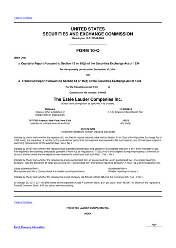 Thumbnail Estee Lauder 10-Q Quarterly Report FY2015 