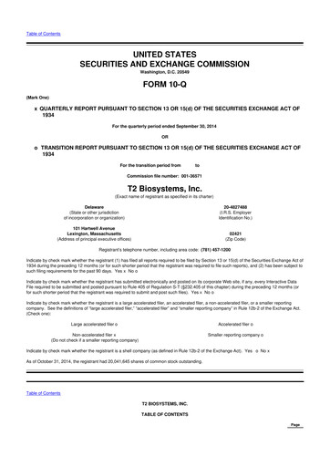 Thumbnail T2 Biosystems
 10-Q Quarterly Report FY2014 