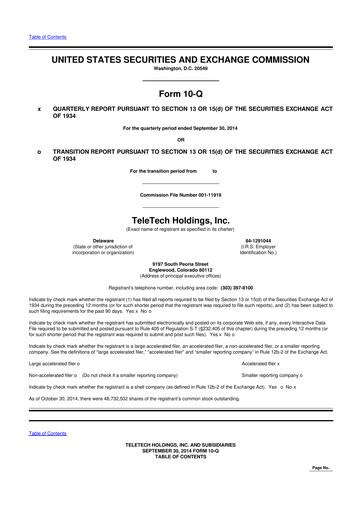 Thumbnail TTEC 10-Q Quarterly Report FY2014 