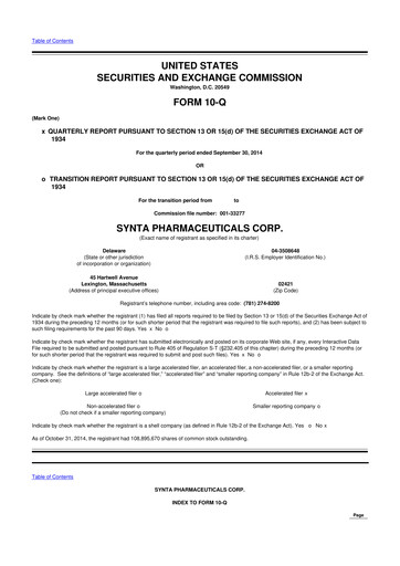 Thumbnail Madrigal Pharmaceuticals
 10-Q Quarterly Report FY2014 