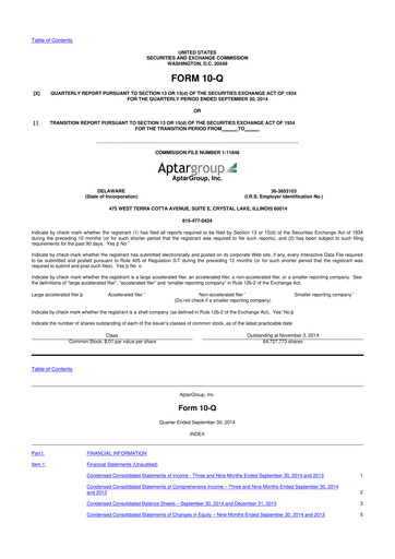 Thumbnail AptarGroup 10-Q Quarterly Report FY2014 