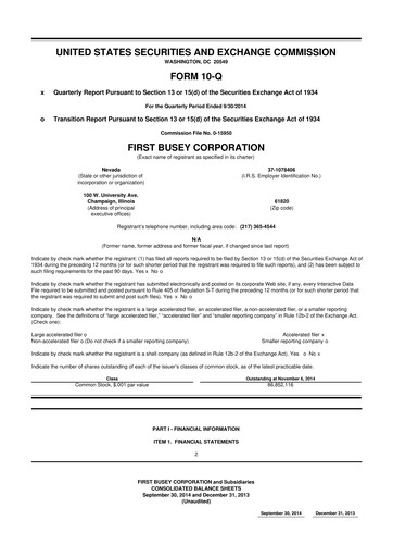 Thumbnail First Busey 10-Q Quarterly Report FY2014 