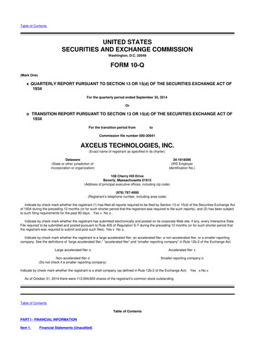 Thumbnail Axcelis Technologies
 10-Q Quarterly Report FY 