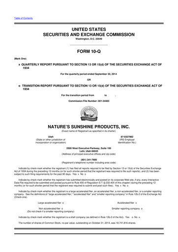 Thumbnail Nature's Sunshine Products 10-Q Quarterly Report FY2014 