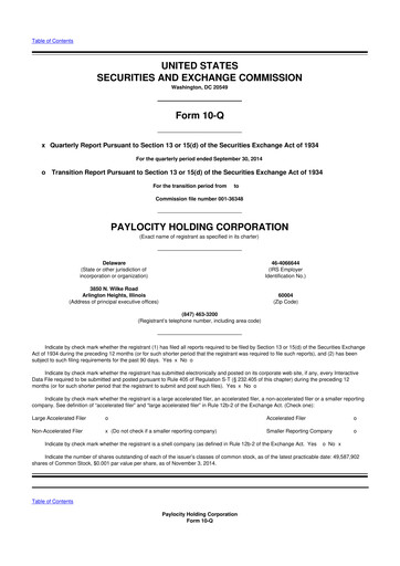 Thumbnail Paylocity 10-Q Quarterly Report FY2015 