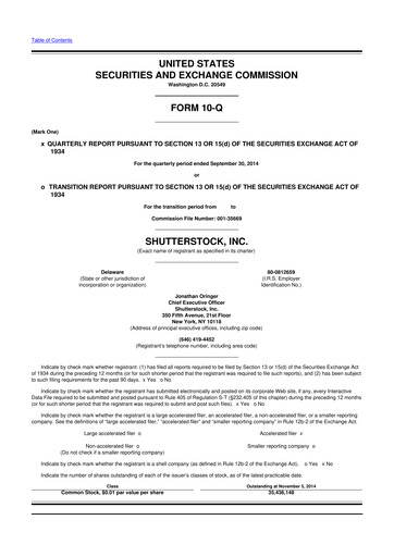 Miniature Shutterstock 10-Q Rapport trimestriel 2014 