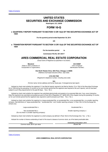 Thumbnail Ares Commercial Real Estate 10-Q Quarterly Report FY2014 
