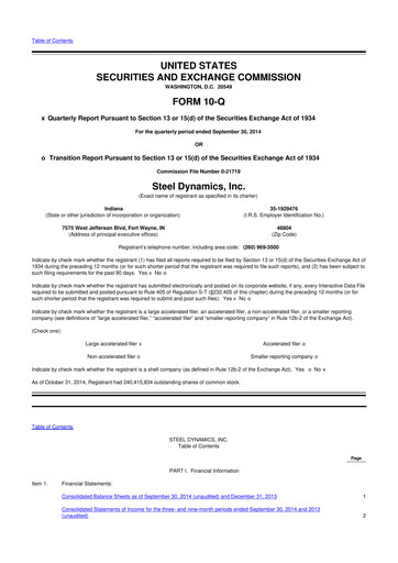 Thumbnail Steel Dynamics
 10-Q Quarterly Report FY2014 