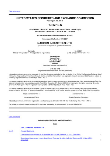Vorschaubild Nabors Industries
 10-Q Quartalsbericht 2014 
