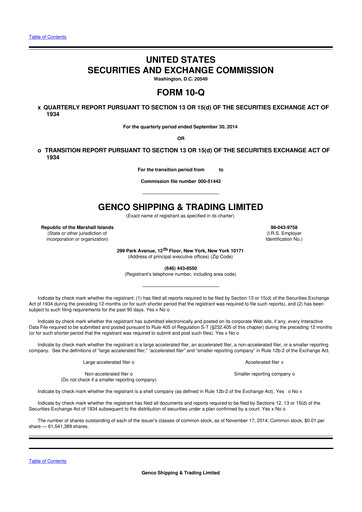 Thumbnail Genco Shipping & Trading 10-Q Quarterly Report FY2014 