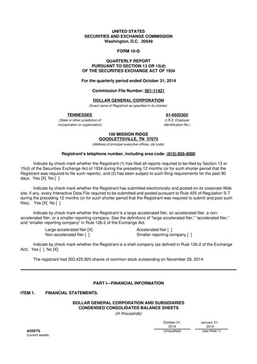 Thumbnail Dollar General 10-Q Quarterly Report FY2014 