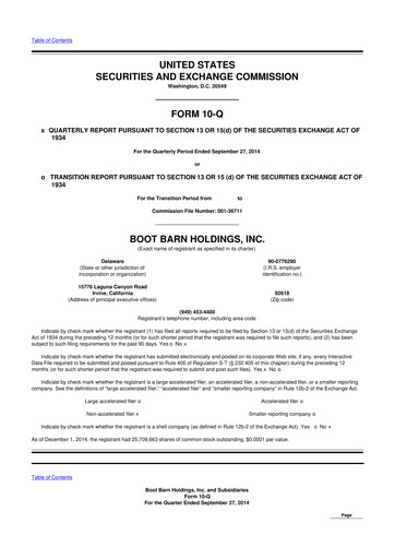 Thumbnail Boot Barn Holdings
 10-Q Quarterly Report FY2015 