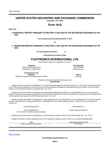 Thumbnail Flex 10-Q Quarterly Report FY2015 