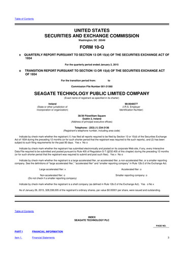 Thumbnail Seagate Technology 10-Q Quarterly Report FY2015 