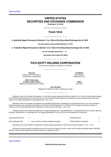 Thumbnail Paylocity 10-Q Quarterly Report FY2015 
