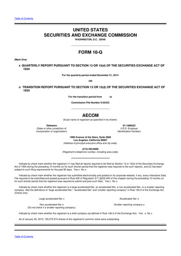 Thumbnail AECOM 10-Q Quarterly Report FY2015 