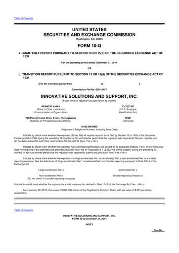 Miniature Innovative Solutions and Support 10-Q Rapport trimestriel 2015 