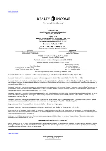 Thumbnail Realty Income 10-K Annual Report 2014