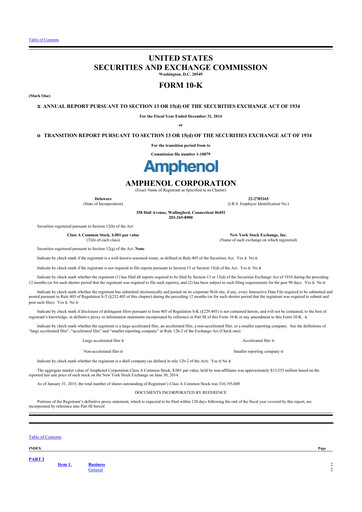 Thumbnail Amphenol 10-K Annual Report 2014