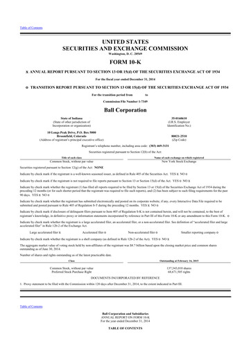 Thumbnail Ball Corporation
 10-K Annual Report 2014