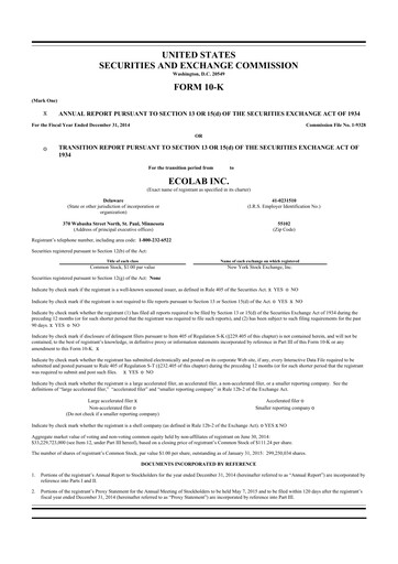 Thumbnail Ecolab 10-K Annual Report 2014