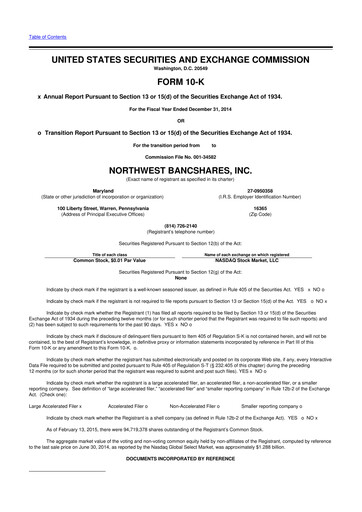 Thumbnail Northwest Bancshares
 10-K Annual Report 2013