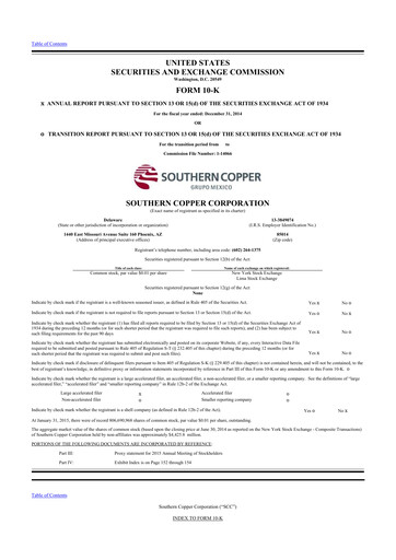 Thumbnail Southern Copper 10-K Annual Report 2014