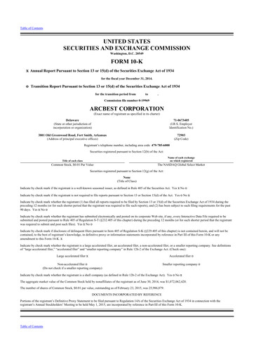 Thumbnail ArcBest 10-K Annual Report 2014